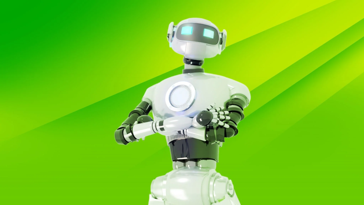 NXP Robotics Edge Platform - Robot stands in front of vibrant green background