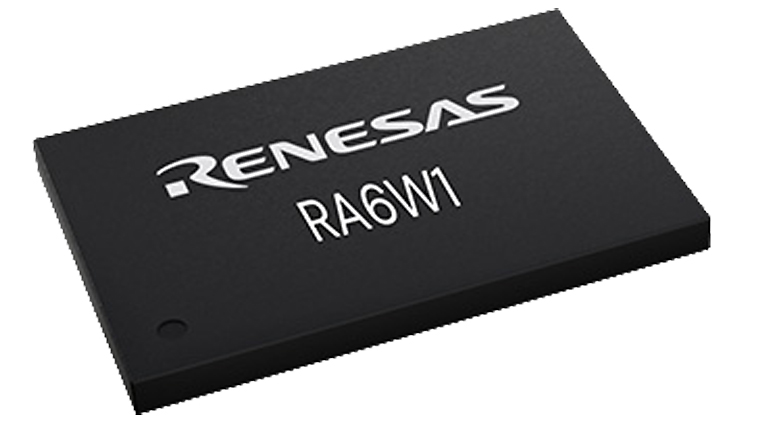 Angled view of Renesas RA6W1 chip
